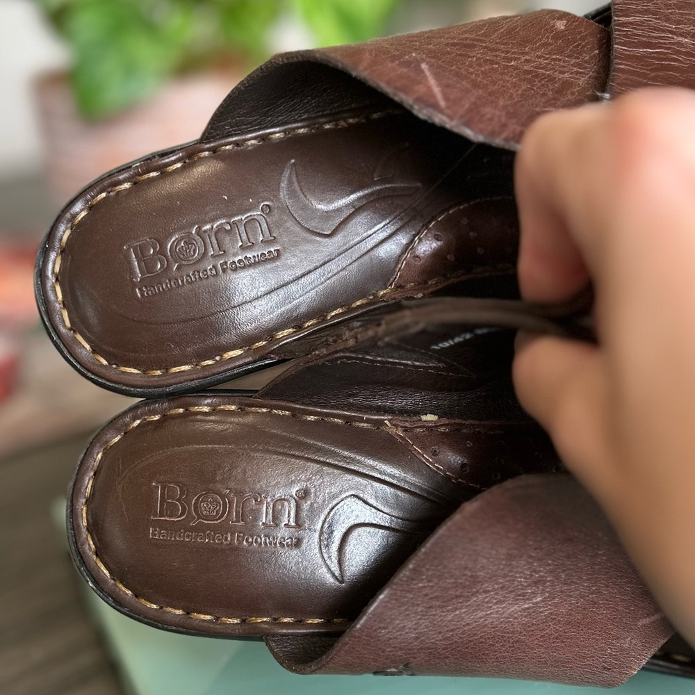 Born Dark Brown Leather Wedges - Picture 4 of 8